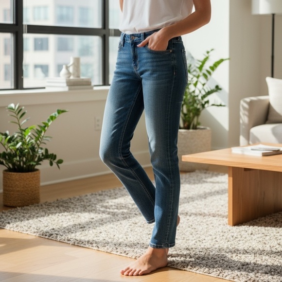 ALICE + OLIVIA AO LA Size 24 Blue Textured Jeans NWT R $295 - Picture 1 of 11